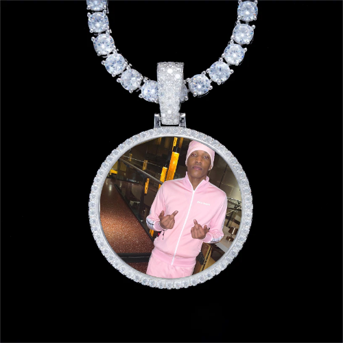 925S & VVS Moissanite 3D Circle Custom Picture Pendant