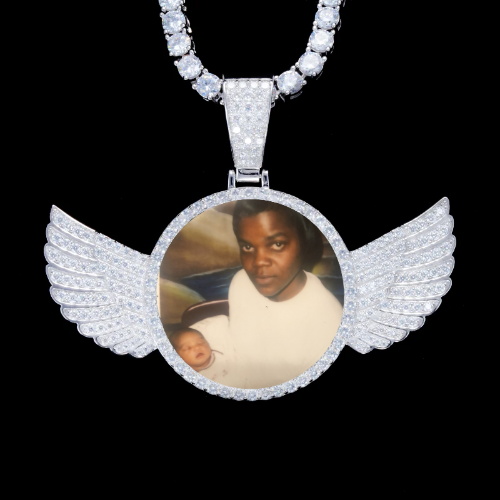 925S & VVS Moissanite 3D Wing Custom Picture Pendant