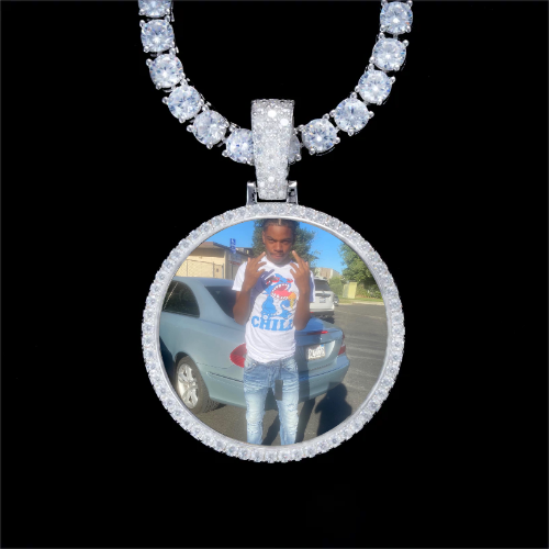 925S & VVS Moissanite 3D Circle Custom Picture Pendant
