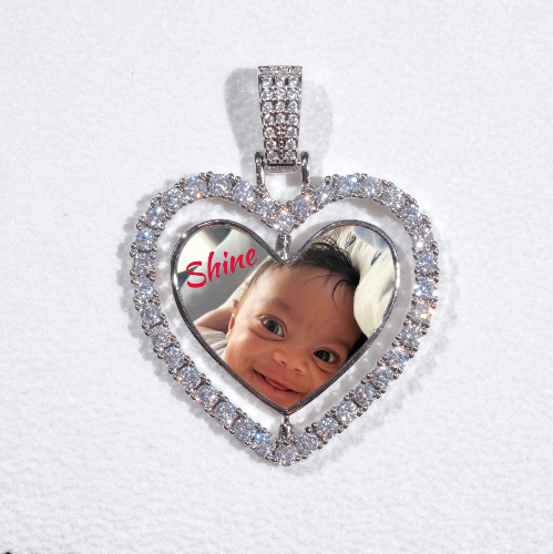 3D Spinning 2-Faced Heart Custom Picture Pendant