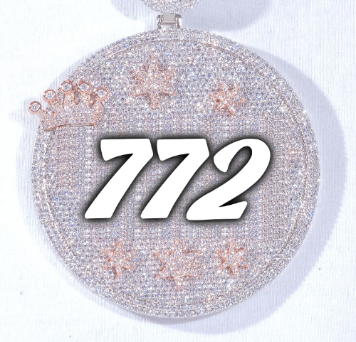 CUSTOM LETTER NECKLACE 3D BIG CROWN DISC