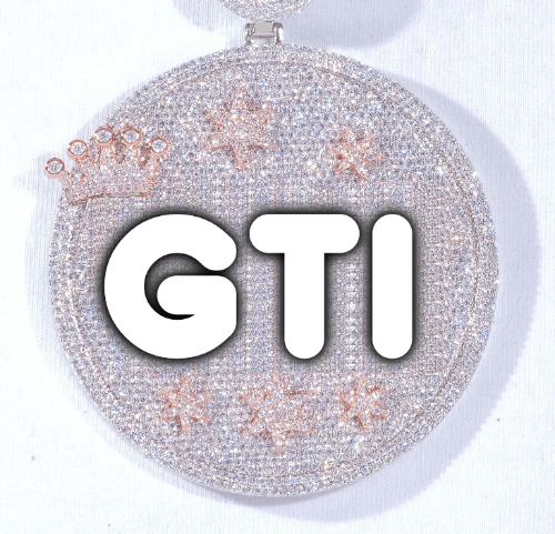 CUSTOM LETTER NECKLACE 3D BIG CROWN DISC