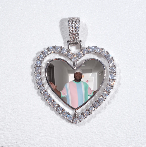 3D Spinning 2-Faced Heart Custom Picture Pendant