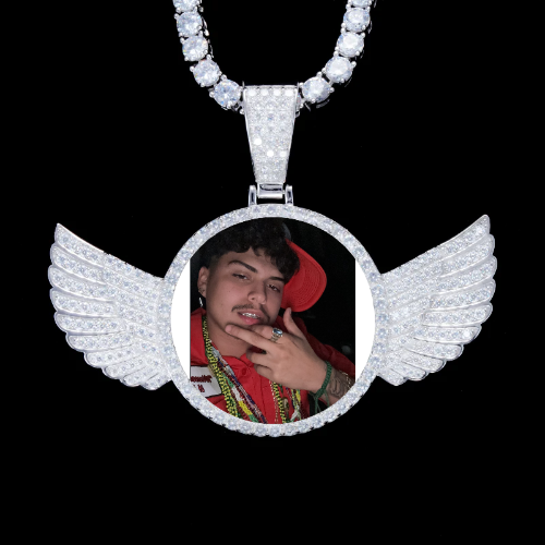925S & VVS Moissanite 3D Wing Custom Picture Pendant