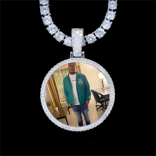 925S & VVS Moissanite 3D Circle Custom Picture Pendant