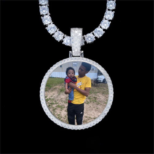 925S & VVS Moissanite 3D Circle Custom Picture Pendant