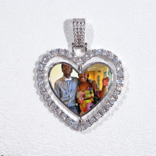 3D Spinning 2-Faced Heart Custom Picture Pendant