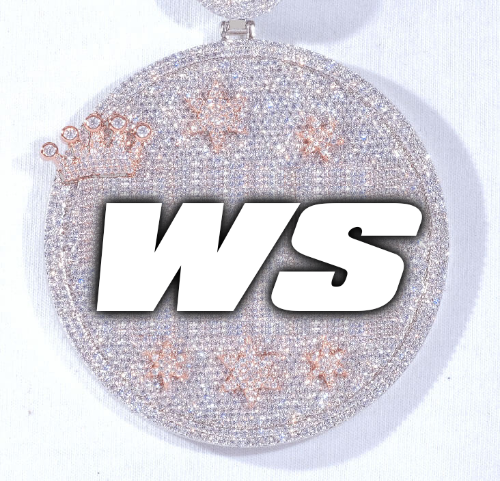 CUSTOM LETTER NECKLACE 3D BIG CROWN DISC