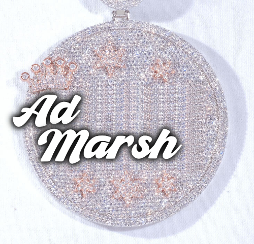 CUSTOM LETTER NECKLACE 3D BIG CROWN DISC
