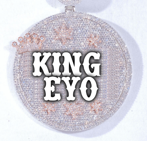 CUSTOM LETTER NECKLACE 3D BIG CROWN DISC