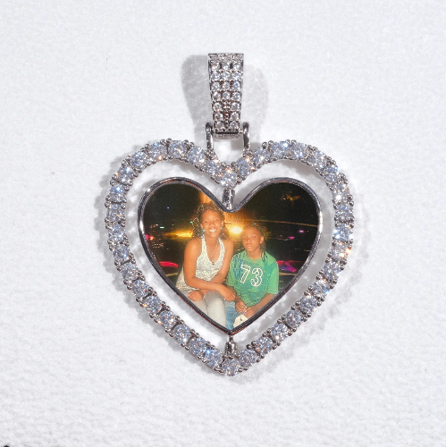 3D Spinning 2-Faced Heart Custom Picture Pendant