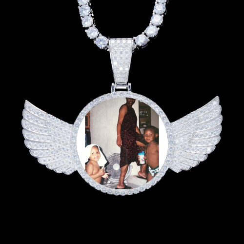 925S & VVS Moissanite 3D Wing Custom Picture Pendant