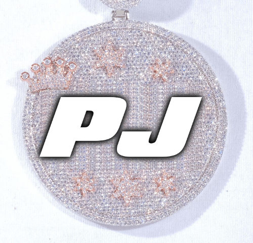 CUSTOM LETTER NECKLACE 3D BIG CROWN DISC