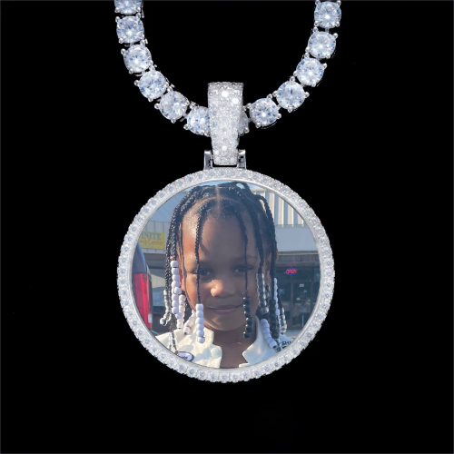 925S & VVS Moissanite 3D Circle Custom Picture Pendant