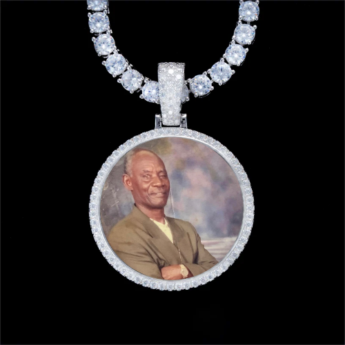 925S & VVS Moissanite 3D Circle Custom Picture Pendant