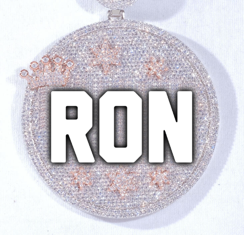 CUSTOM LETTER NECKLACE 3D BIG CROWN DISC