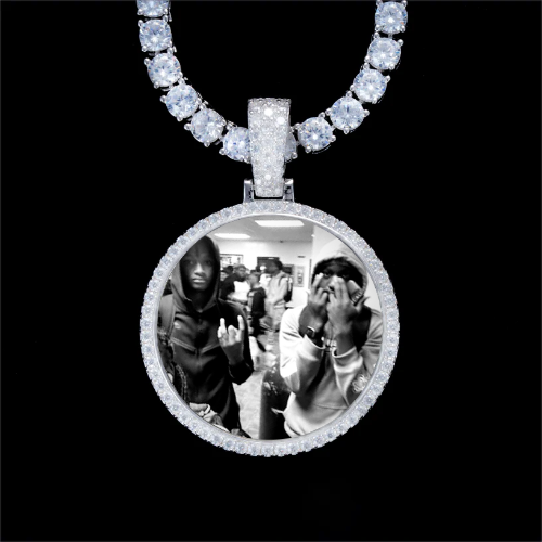 925S & VVS Moissanite 3D Circle Custom Picture Pendant