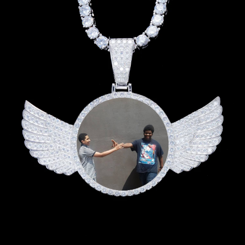 925S & VVS Moissanite 3D Wing Custom Picture Pendant