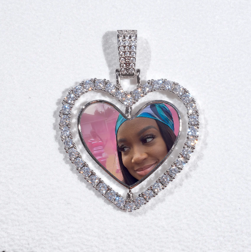 3D Spinning 2-Faced Heart Custom Picture Pendant