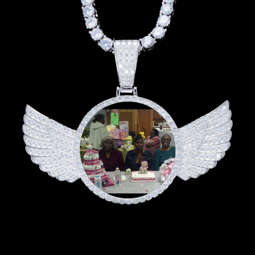925S & VVS Moissanite 3D Wing Custom Picture Pendant