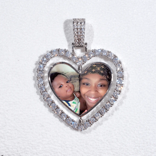 3D Spinning 2-Faced Heart Custom Picture Pendant