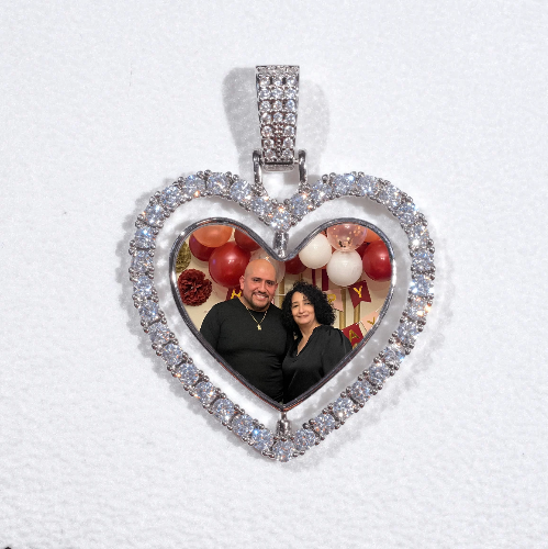 3D Spinning 2-Faced Heart Custom Picture Pendant