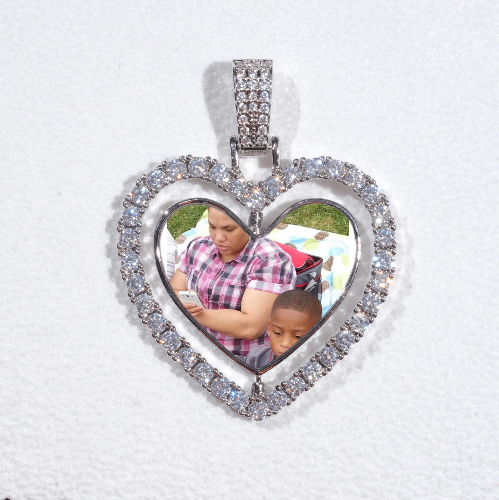3D Spinning 2-Faced Heart Custom Picture Pendant