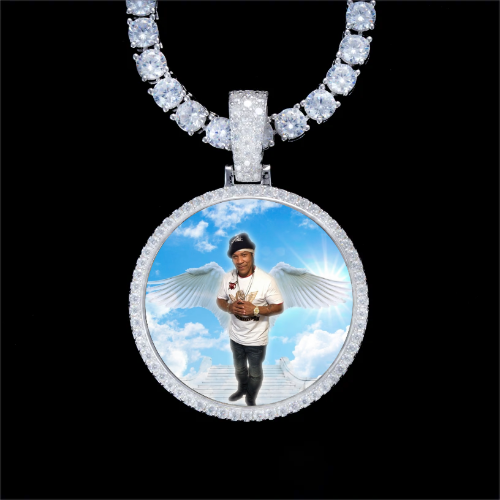 925S & VVS Moissanite 3D Circle Custom Picture Pendant