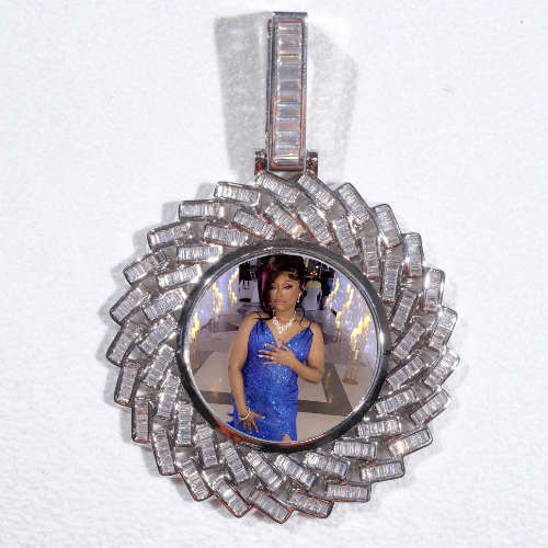 Large 3D Baguette Custom Picture Pendant