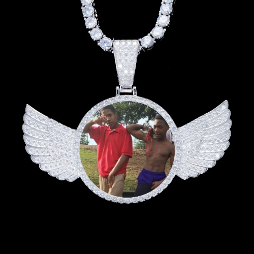 925S & VVS Moissanite 3D Wing Custom Picture Pendant