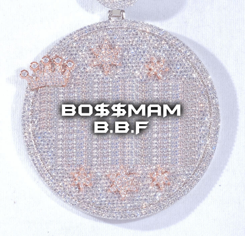 CUSTOM LETTER NECKLACE 3D BIG CROWN DISC