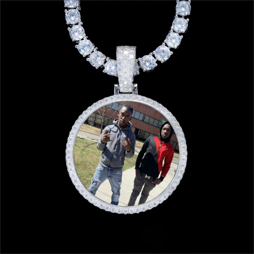 925S & VVS Moissanite 3D Circle Custom Picture Pendant