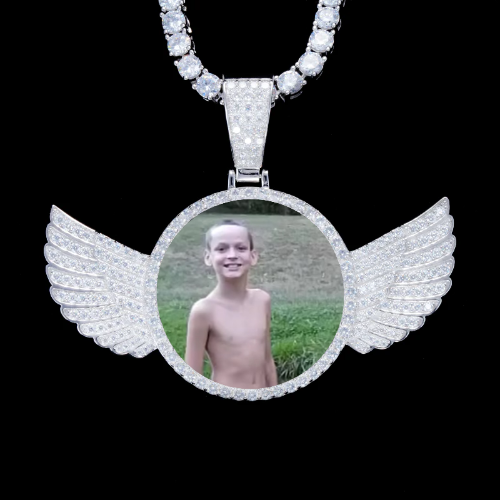 925S & VVS Moissanite 3D Wing Custom Picture Pendant