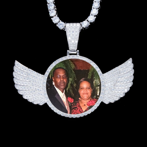 925S & VVS Moissanite 3D Wing Custom Picture Pendant