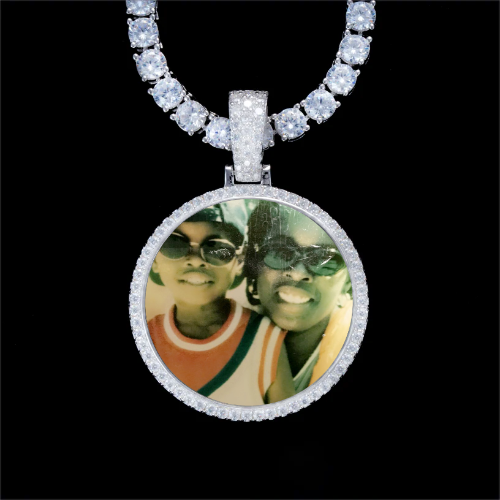925S & VVS Moissanite 3D Circle Custom Picture Pendant