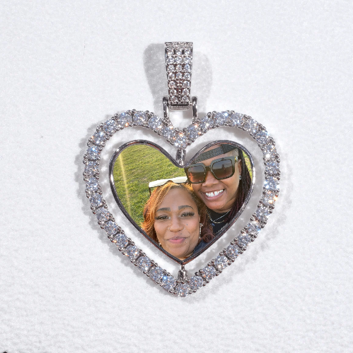 3D Spinning 2-Faced Heart Custom Picture Pendant