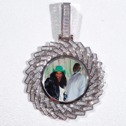 Large 3D Baguette Custom Picture Pendant