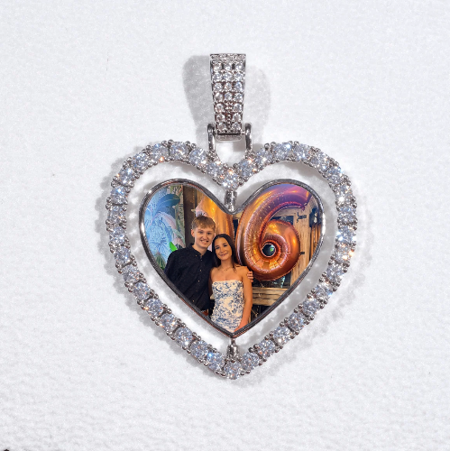 3D Spinning 2-Faced Heart Custom Picture Pendant
