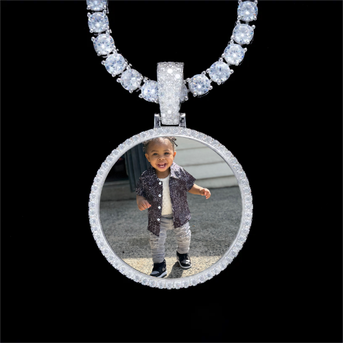 925S & VVS Moissanite 3D Circle Custom Picture Pendant