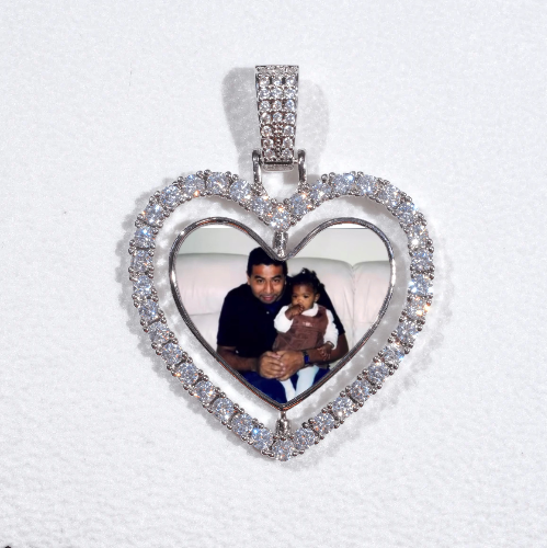 3D Spinning 2-Faced Heart Custom Picture Pendant
