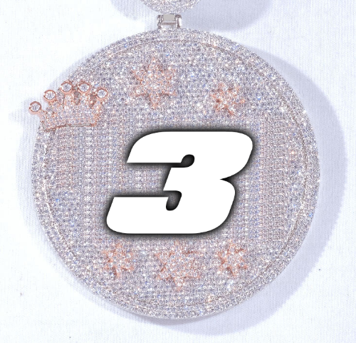 CUSTOM LETTER NECKLACE 3D BIG CROWN DISC