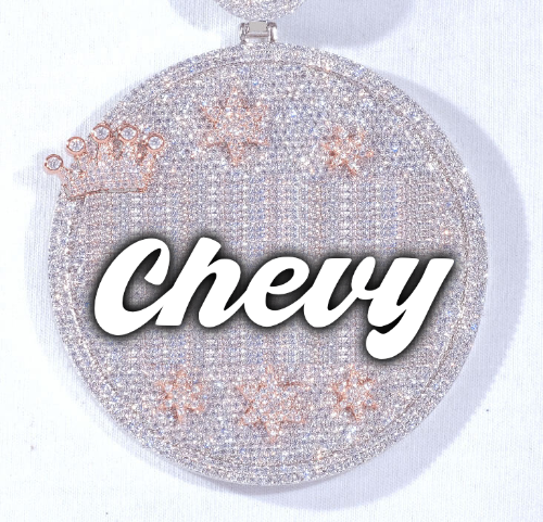 CUSTOM LETTER NECKLACE 3D BIG CROWN DISC