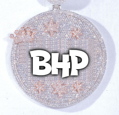 CUSTOM LETTER NECKLACE 3D BIG CROWN DISC