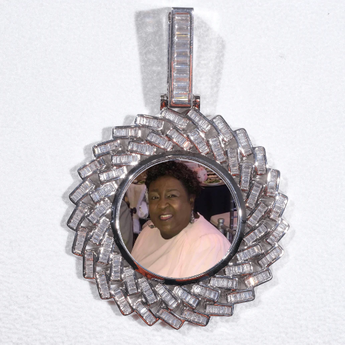 Large 3D Baguette Custom Picture Pendant