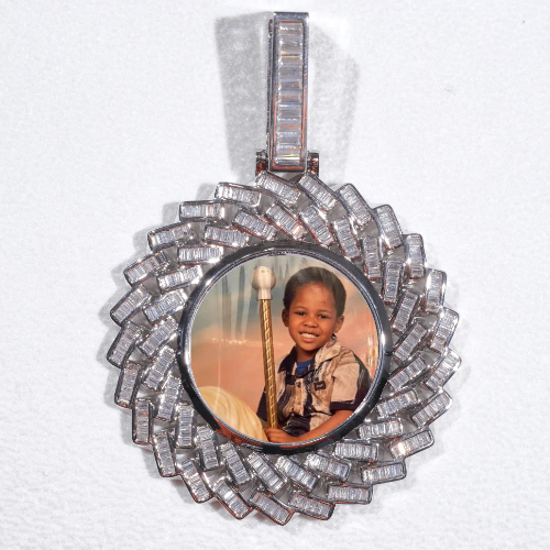 Large 3D Baguette Custom Picture Pendant