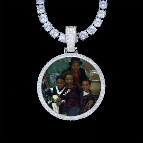 925S & VVS Moissanite 3D Circle Custom Picture Pendant