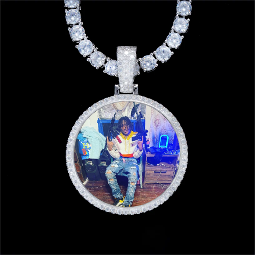 925S & VVS Moissanite 3D Circle Custom Picture Pendant