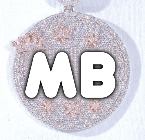 CUSTOM LETTER NECKLACE 3D BIG CROWN DISC