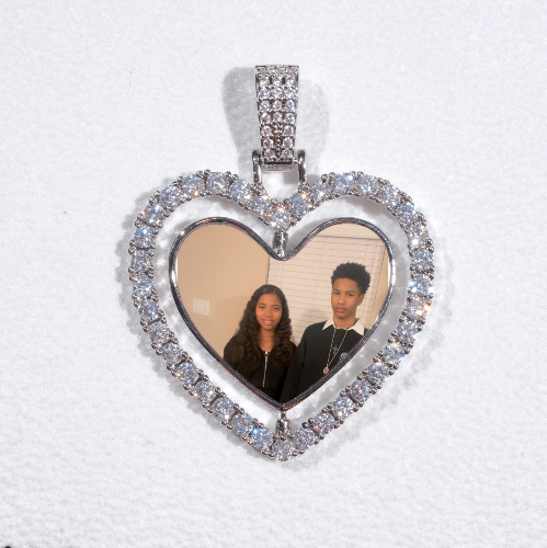 3D Spinning 2-Faced Heart Custom Picture Pendant