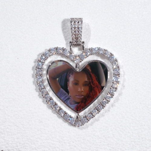 3D Spinning 2-Faced Heart Custom Picture Pendant